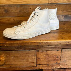 Men's White Leather Chuck Taylor Converse High Tops